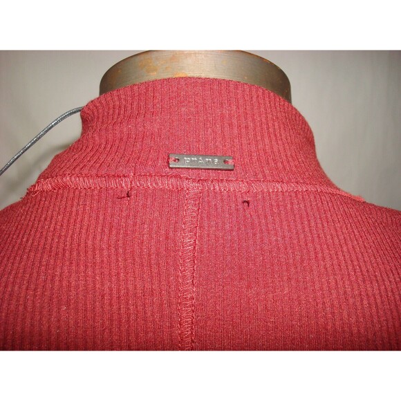 New Womens Prana NWT M Foundation Rib Mock Neck LS Red Orang Top Rhubarb Heather - Picture 7 of 7